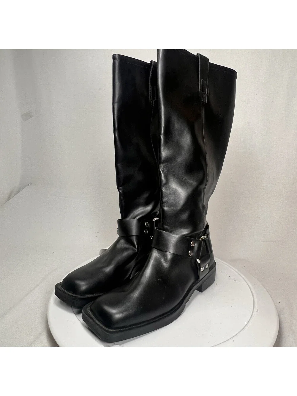 Time and Tru Women’s Faux Leather Tall Moto Harness Boots Size 8.5 New with Tags